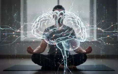 Eine stilisiertes Gehirn, das von digitalen Datenströmen und neuronalen Bahnen umgeben ist, überlagert eine Person in nachdenklicher Pose. - Foto: über boerse-global.de