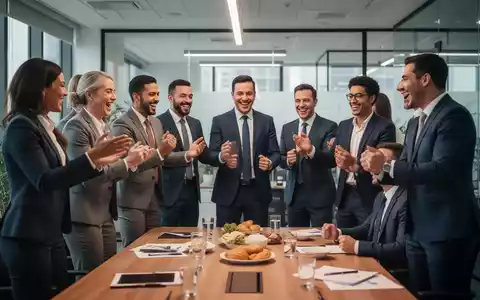 Geschäftskollegen bei einer Feier im Büro, die auf berufliche Anlässe wie einen Einstand oder Abschied hindeutet. - Foto: über boerse-global.de