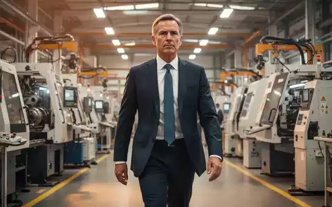 Ein selbstbewusster Manager geht durch eine moderne Fabrikhalle mit Maschinen im Hintergrund, Symbol für Führung und Innovation. - Foto: über boerse-global.de