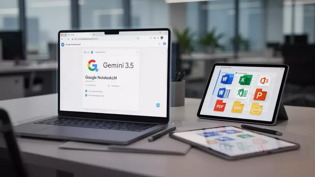Google NotebookLM: Gemini 3.5 Update mit Office-Export und KI-Recherche