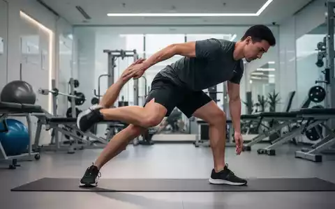 Eine Person führt eine dynamische Hüftmobilisationsübung in einem modernen Fitnessstudio oder Reha-Zentrum aus. - Foto: über boerse-global.de