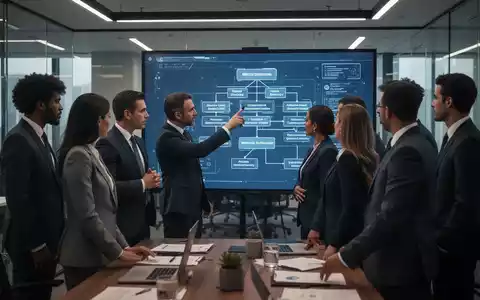 Geschäftsleute diskutieren eine komplexe Matrixorganisation auf einem digitalen Bildschirm in einem modernen Büro, symbolisch für rechtliche Entscheidungen. - Foto: über boerse-global.de
