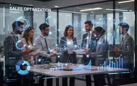 Eine digitale Benutzeroberfläche mit Datenvisualisierungen und Diagrammen, die Vertriebsanalysen und KI-Optimierung darstellen. - Foto: über boerse-global.de