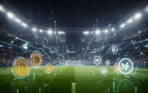 A stylized football stadium at night with glowing digital lines representing data flow and holographic payment icons, symbolizing digital finance and sports partnerships. - Foto: über boerse-global.de