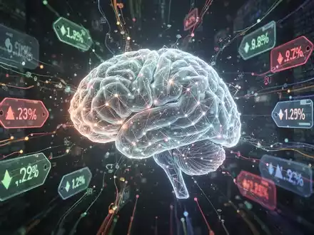 A glowing, abstract AI network or brain with digital data flowing around it, interspersed with subtle price tag icons, symbolizing AI pricing and data storage. - Foto: über boerse-global.de