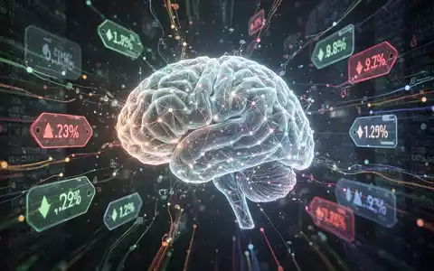 A glowing, abstract AI network or brain with digital data flowing around it, interspersed with subtle price tag icons, symbolizing AI pricing and data storage. - Foto: über boerse-global.de