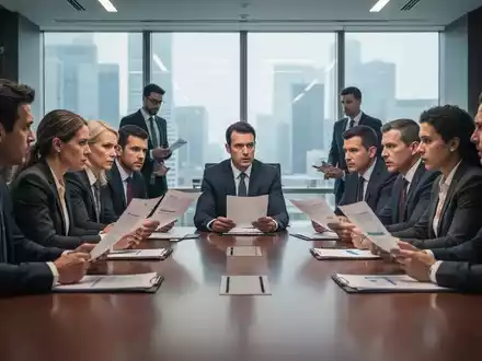 Eine Gruppe von Fachleuten bei einer intensiven Besprechung an einem Konferenztisch, die Reformpakete diskutieren. - Foto: über boerse-global.de