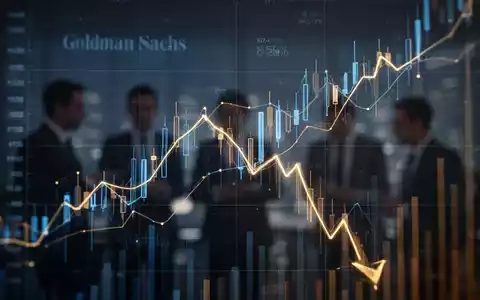 Abstrakte Darstellung eines Finanzcharts mit absteigendem Trend, angedeutet Goldman Sachs Farben, symbolisiert ETF-Neugewichtung. - Foto: über boerse-global.de
