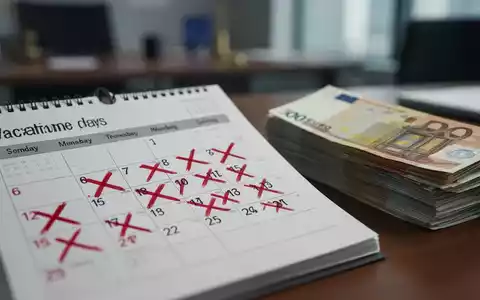 Ein Kalenderblatt mit rot markierten Tagen und daneben ein Stapel Euro-Banknoten, der den Abkauf von Urlaubstagen symbolisiert. - Foto: über boerse-global.de