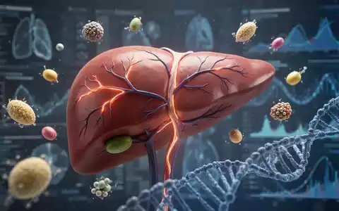Nahaufnahme eines menschlichen Lebermodells mit angedeuteten Venen, umgeben von stilisierten Mikronährstoffen und DNA-Strängen. - Foto: über boerse-global.de