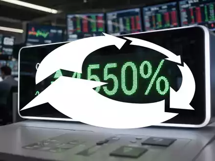 Nahaufnahme eines digitalen Börsentickers mit einem positiven prozentualen Gewinn auf einem Finanzterminal. - Foto: über boerse-global.de