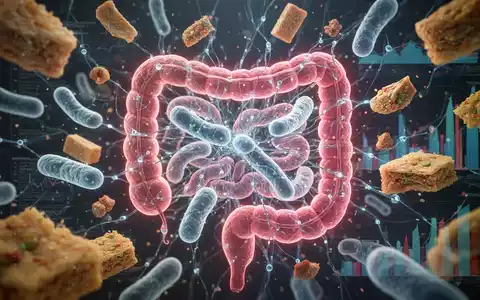 Ein abstraktes Bild, das die Verbindung zwischen dem Darmmikrobiom, hochverarbeiteten Lebensmitteln und dem Gehirn darstellt. - Foto: über boerse-global.de