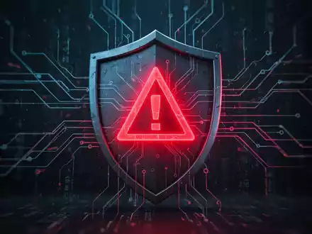 A digital shield with a red warning symbol, overlaid on a network of data lines, symbolizing browser security vulnerabilities. - Foto: über boerse-global.de