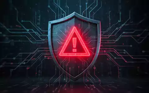 A digital shield with a red warning symbol, overlaid on a network of data lines, symbolizing browser security vulnerabilities. - Foto: über boerse-global.de