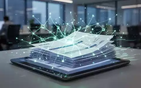 Eine Hand tippt auf ein Tablet, das digitale Rechnungen mit einem darüberliegenden leuchtenden neuronalen Netzwerk zeigt. - Foto: über boerse-global.de