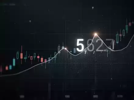 Abstrakte Darstellung eines Finanzdiagramms, das einen leichten Rückgang vor einem hellen Punkt oder einer Spitze symbolisiert. - Foto: über boerse-global.de
