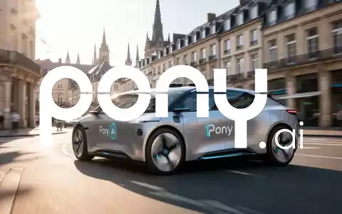 Ein autonomes Fahrzeug von Pony AI fährt auf einer modernen Straße in Luxemburg, mit verschwommener Stadtarchitektur im Hintergrund. - Foto: über boerse-global.de