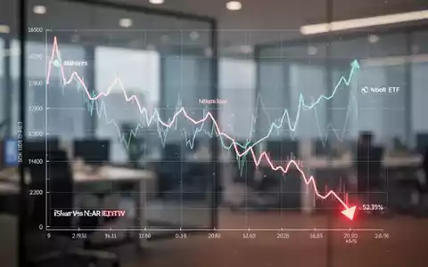 Ein Finanzdiagramm, das einen Abwärtstrend und ein 52-Wochen-Tief für iShares NEAR bei 50,48 Dollar zeigt. - Foto: über boerse-global.de