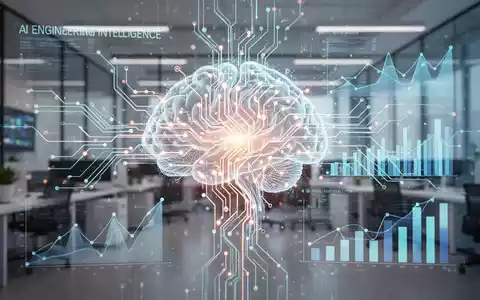 A glowing neural network with digital graphs and charts, representing AI engineering intelligence and data flow in a modern tech environment. - Foto: über boerse-global.de
