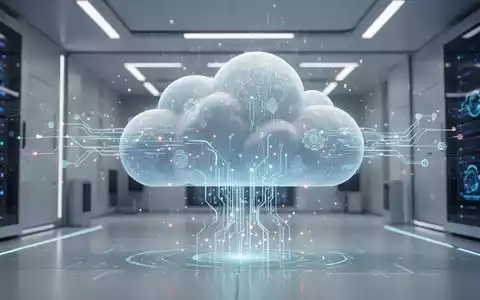 Eine stilisierte digitale Wolke, die Datenflüsse darstellt, mit leuchtenden KI-Elementen vor einem modernen Tech-Hintergrund. - Foto: über boerse-global.de