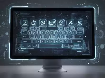 Digital overlay of a shortcut guide on a computer monitor, showcasing keyboard shortcuts and utility icons for enhanced productivity. - Foto: über boerse-global.de