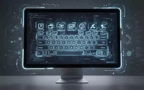 Digital overlay of a shortcut guide on a computer monitor, showcasing keyboard shortcuts and utility icons for enhanced productivity. - Foto: über boerse-global.de
