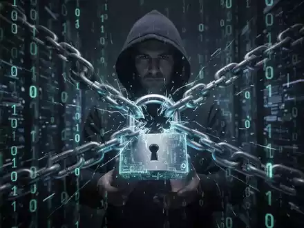 Ein aufgebrochenes digitales Vorhängeschloss mit einer zerbrochenen Kette symbolisiert einen Datenmissbrauch und Phishing-Betrug. - Foto: über boerse-global.de
