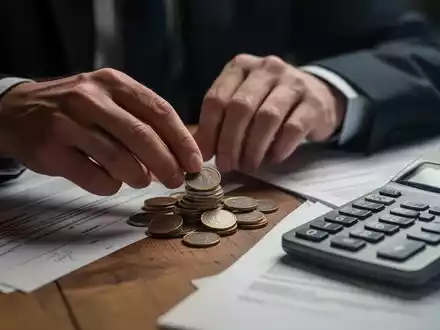 Hände sortieren Münzen auf einem Holztisch, daneben ein Taschenrechner und offizielle Dokumente. Symbolisiert finanzielle Reformen. - Foto: über boerse-global.de
