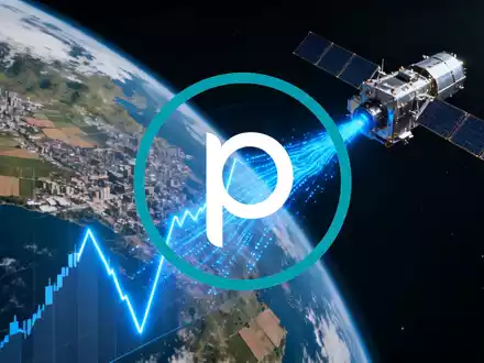 Ein Satellit umkreist die Erde, verbunden mit einem fallenden Finanzdiagramm, das einen 30-Prozent-Crash darstellt. - Foto: über boerse-global.de