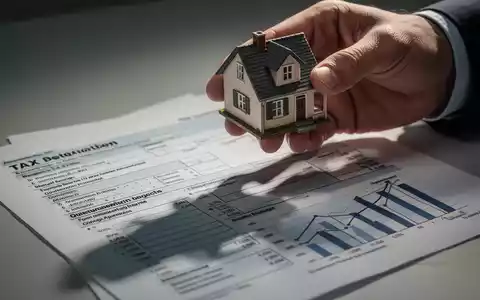 Eine Hand hält ein Miniaturhaus, das einen langen Schatten auf Steuerformulare und Finanzdokumente wirft. Symbolisiert Immobilienübertragung und Steuerplanung. - Foto: über boerse-global.de