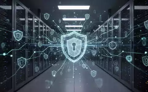 Ein stilisiertes, leuchtendes digitales Netzwerk überlagert einen modern beleuchteten Serverraum, der digitale Resilienz darstellt. - Foto: über boerse-global.de