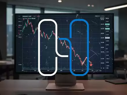 Ein Finanzdiagramm auf einem Bildschirm zeigt einen starken Abwärtstrend, der sich einem 52-Wochen-Tief nähert. - Foto: über boerse-global.de
