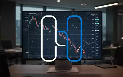 Ein Finanzdiagramm auf einem Bildschirm zeigt einen starken Abwärtstrend, der sich einem 52-Wochen-Tief nähert. - Foto: über boerse-global.de