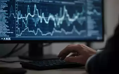 Eine Hand greift zu einer Computermaus vor einem unscharfen Bildschirm, der abstrakte Datenmuster anzeigt. - Foto: über boerse-global.de