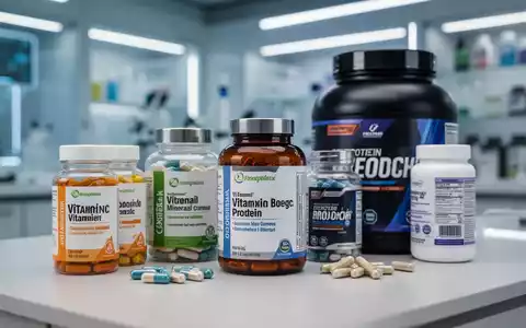 Nahaufnahme verschiedener Nahrungsergänzungsmittel wie Vitaminflaschen, Mineralstoffkapseln und Proteinpulver, sauber arrangiert. - Foto: über boerse-global.de