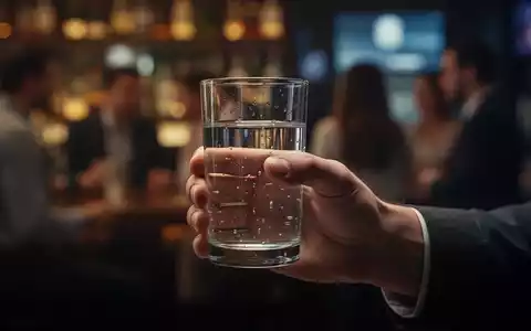Eine Hand hält ein Glas Wasser in einem unscharfen Hintergrund, der eine Bar oder eine soziale Umgebung zeigt. - Foto: über boerse-global.de