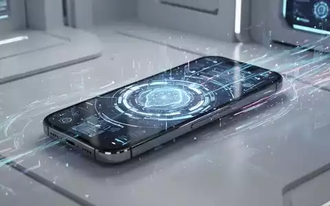 A close-up of a modern smartphone screen displaying a futuristic, glowing AI interface with abstract data elements. - Foto: über boerse-global.de