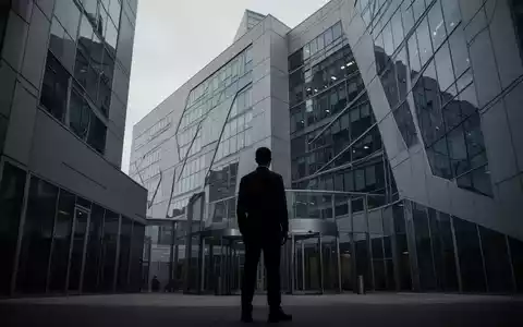 Eine Silhouette vor einem modernen Gebäude, das ein Verteidigungsunternehmen darstellt, symbolisiert einen Aktienverkauf. - Foto: über boerse-global.de