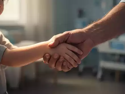 Eine Kinderhand hält sanft die Hand eines Erwachsenen, symbolisiert Unterstützung und Verletzlichkeit bei Kinderdemenz. - Foto: über boerse-global.de