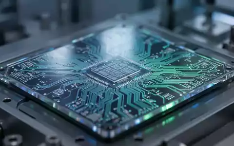 Nahaufnahme einer Siliziumwafer oder eines Mikrochips mit reflektierendem Licht, im Hintergrund eine verschwommene Hightech-Umgebung. - Foto: über boerse-global.de