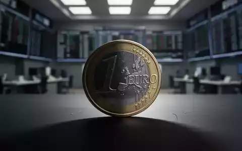 Eine einzelne Euro-Münze, teilweise im Schatten, auf einem verschwommenen, leeren Handelsboden, symbolisiert ein 52-Wochen-Tief. - Foto: über boerse-global.de