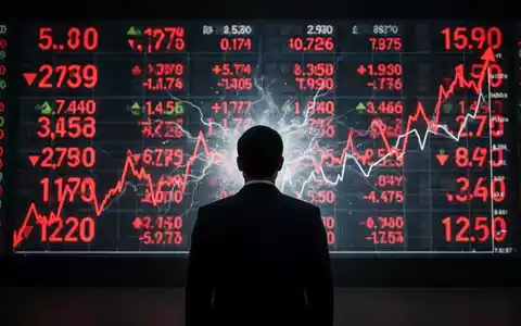 Ein silhouettierter Investor blickt auf einen digitalen Aktien-Ticker mit roten Zahlen, der wirtschaftliche Unsicherheit darstellt. - Foto: über boerse-global.de