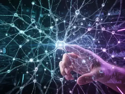 An ethereal human hand interacts with a glowing, intricate holographic neural network, symbolizing AI testing and development. - Foto: über boerse-global.de