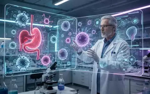 Eine Forscherin in einem Hightech-Labor interagiert mit holografischen Projektionen von menschlichen Organen und zellulären Strukturen. - Foto: über boerse-global.de