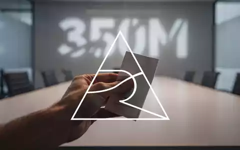 Eine Hand hält einen Stimmzettel vor einem verschwommenen Hintergrund mit der Zahl 350M in einem modernen Sitzungssaal. - Foto: über boerse-global.de