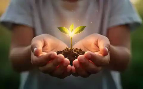 Kinderhände halten vorsichtig ein kleines, leuchtendes Licht oder einen Pflanzenspross, symbolisierend Hoffnung und Wachstum. - Foto: über boerse-global.de