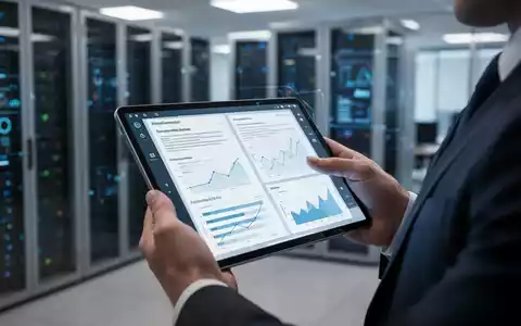 Eine Person hält ein Tablet mit digitalen Finanzdokumenten in einem modernen Büro. Im Hintergrund sind Server zu sehen. - Foto: über boerse-global.de