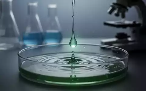 Ein stilisierter Wassertropfen fällt in eine Petrischale, umgeben von unscharfen Laborgeräten, symbolisiert chemische Kontamination. - Foto: über boerse-global.de