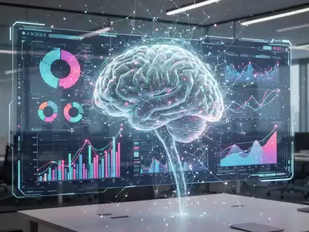 A glowing neural network merging with a digital presentation slide, symbolizing AI agents in productivity software. - Foto: über boerse-global.de
