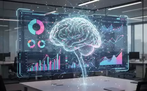 A glowing neural network merging with a digital presentation slide, symbolizing AI agents in productivity software. - Foto: über boerse-global.de